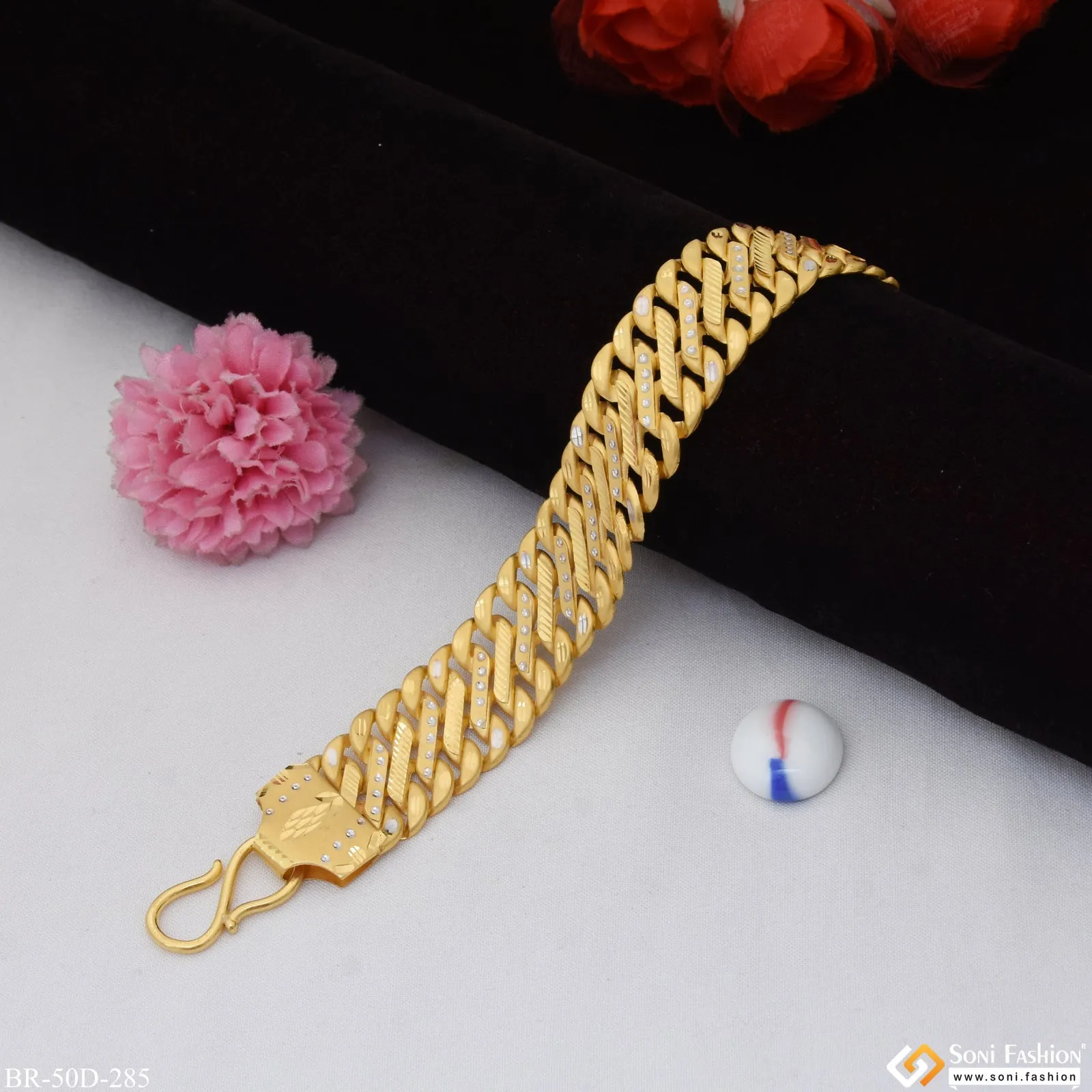 1 Gram Gold Plated Awesome Design Pokal Bracelet for Men - Style D285