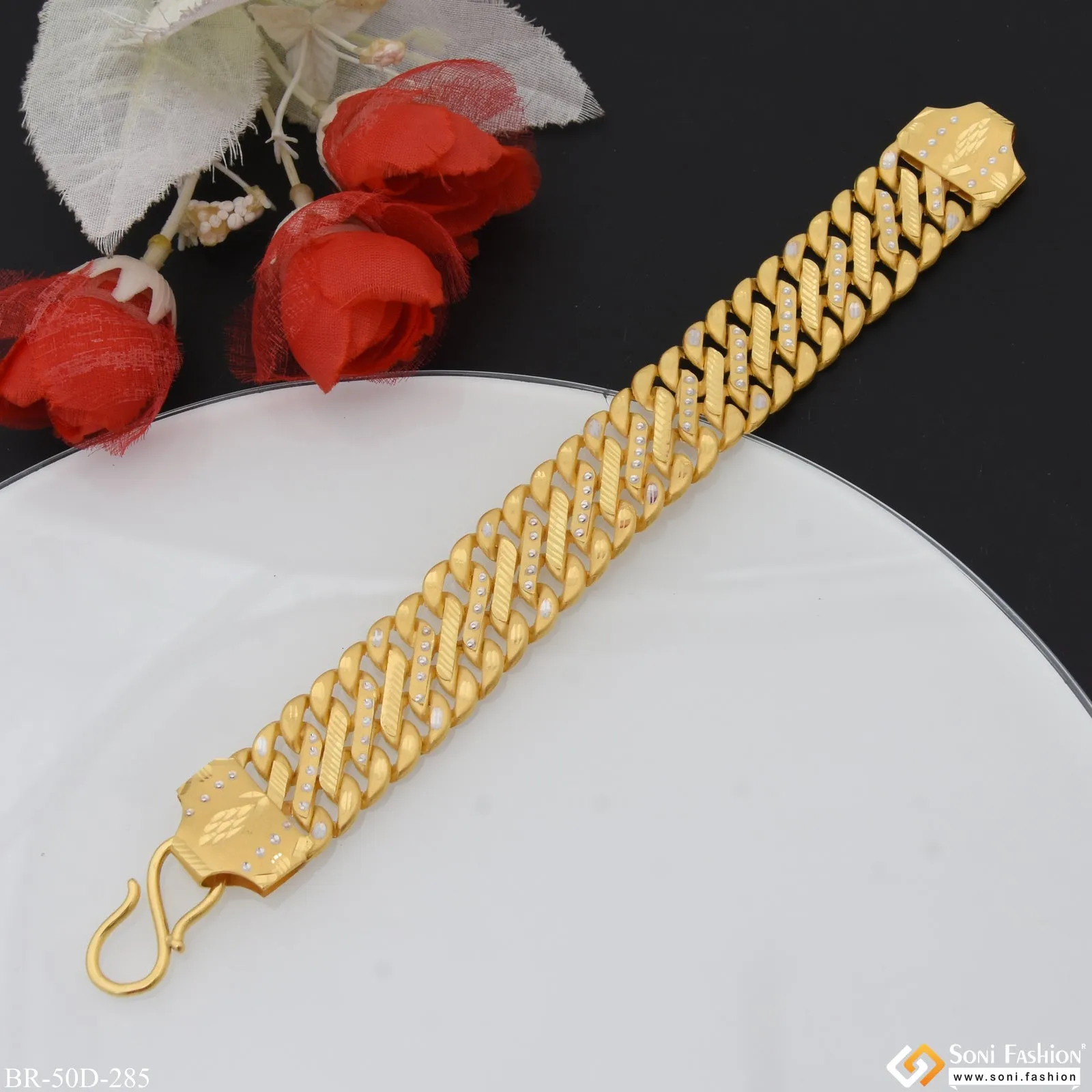1 Gram Gold Plated Awesome Design Pokal Bracelet for Men - Style D285