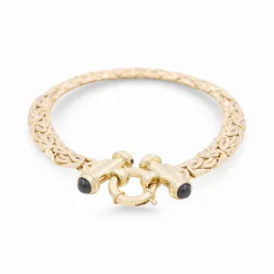 10K Yellow Gold Women's Byzantine Link Bracelet with Onix / Size: 7.5" / Weight: 11.8 GR / DPWB0BZ