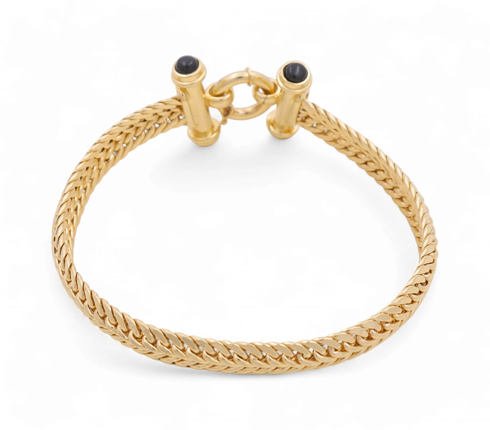 10K Yellow Gold Women's Fancy Link Bracelet with Onyx / Size: 7.5" / Weight: 12.6 GR / P10S-34