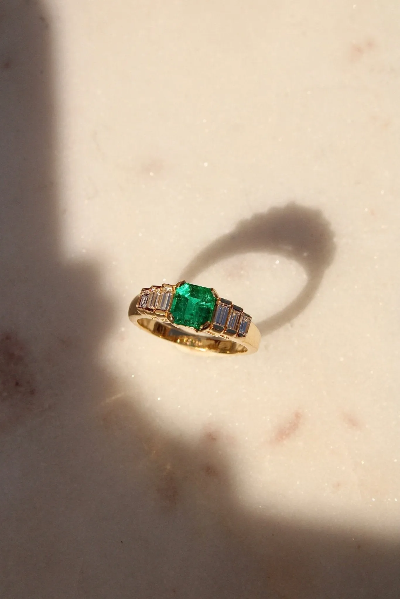 14K Columbian Emerald Art Deco Ring