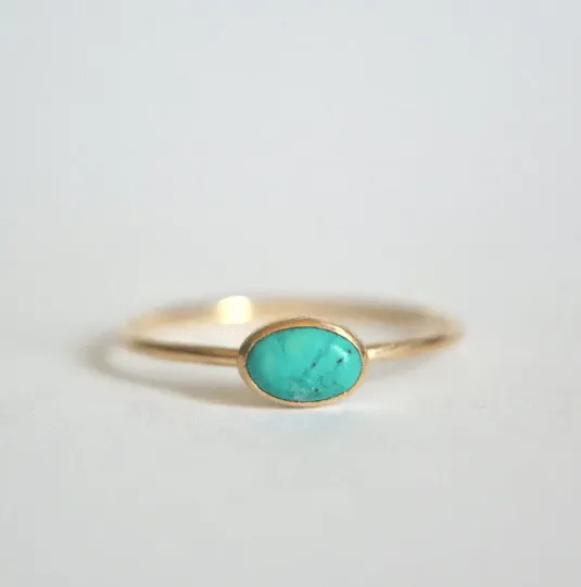 14k Oval Turquoise Ring