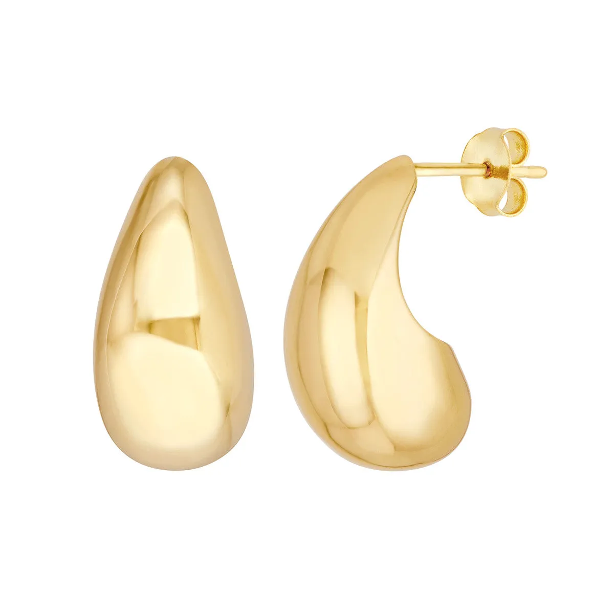 14K White Gold Teardrop Dome Dangle Earrings - 14K White Gold - by Dazyle