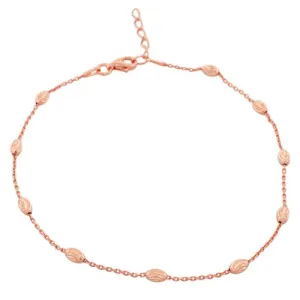 925 Sterling Silver Faceted Spheres Polished Anklet Bracelet