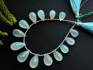 Aqua Blue Onyx Faceted Drops, 14 Pieces | 8x11mm to 9x18mm