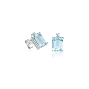 Aquamarine Diamant Ohrstecker - Weißgold
