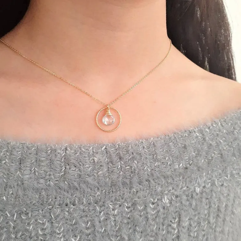Aquamarine Hoop Necklace - Worn on Prince of Peoria