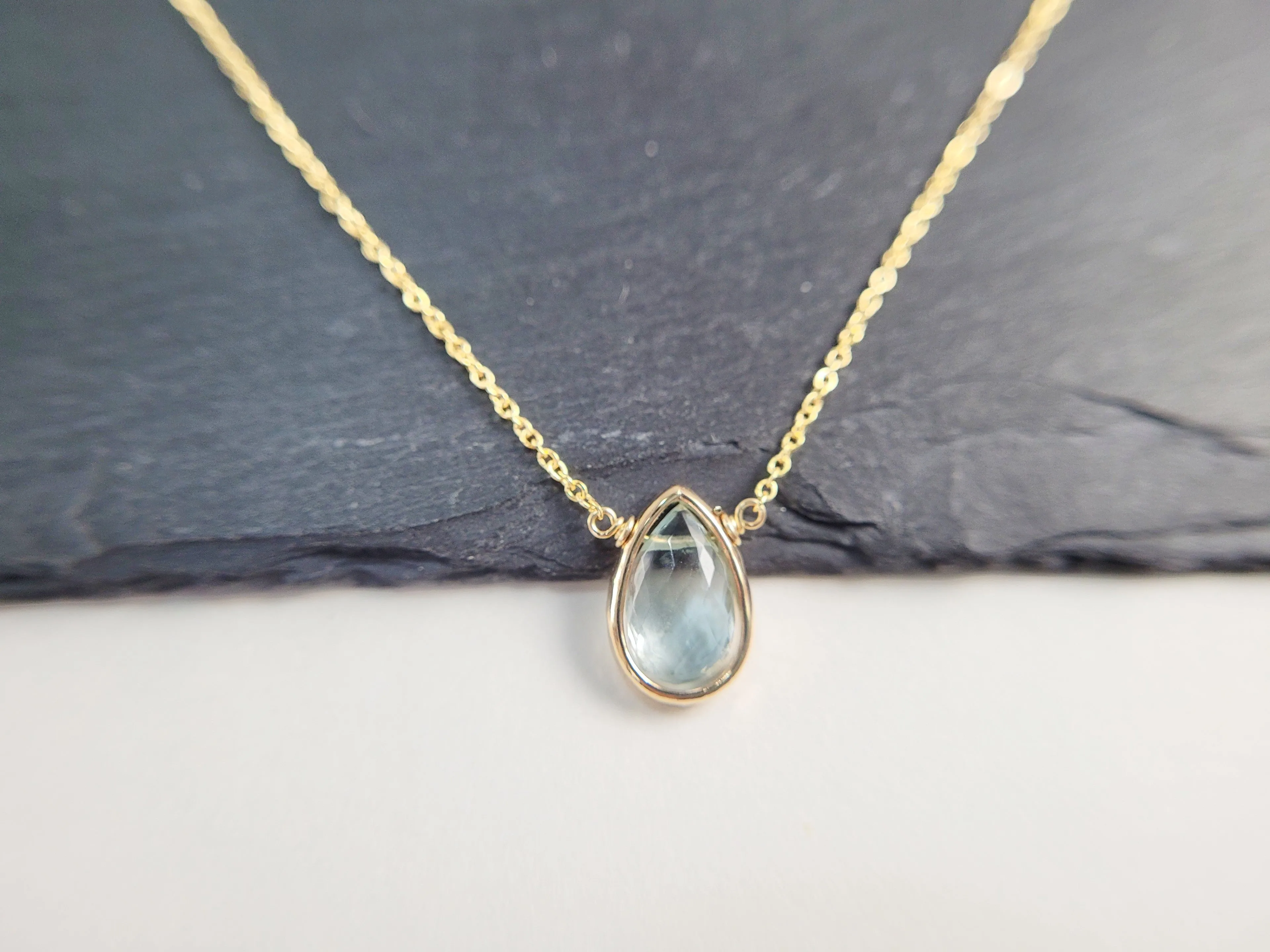 Aquamarine Pear Briolette Pendant Necklace