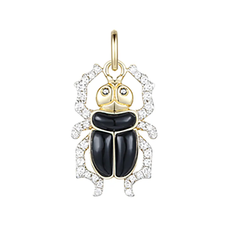 Black Onyx Diamond Insect Pendant 15x10mm