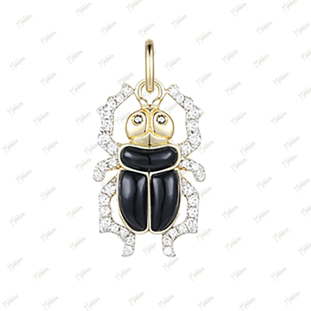 Black Onyx Diamond Insect Pendant 15x10mm
