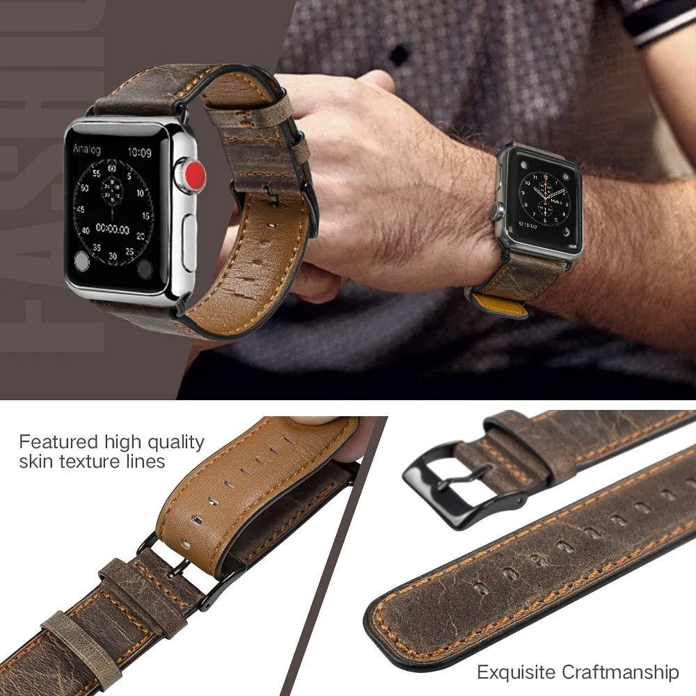 Case   Retro Cow Leather Watchband Durable Vintage Bracelet Series 6 5
