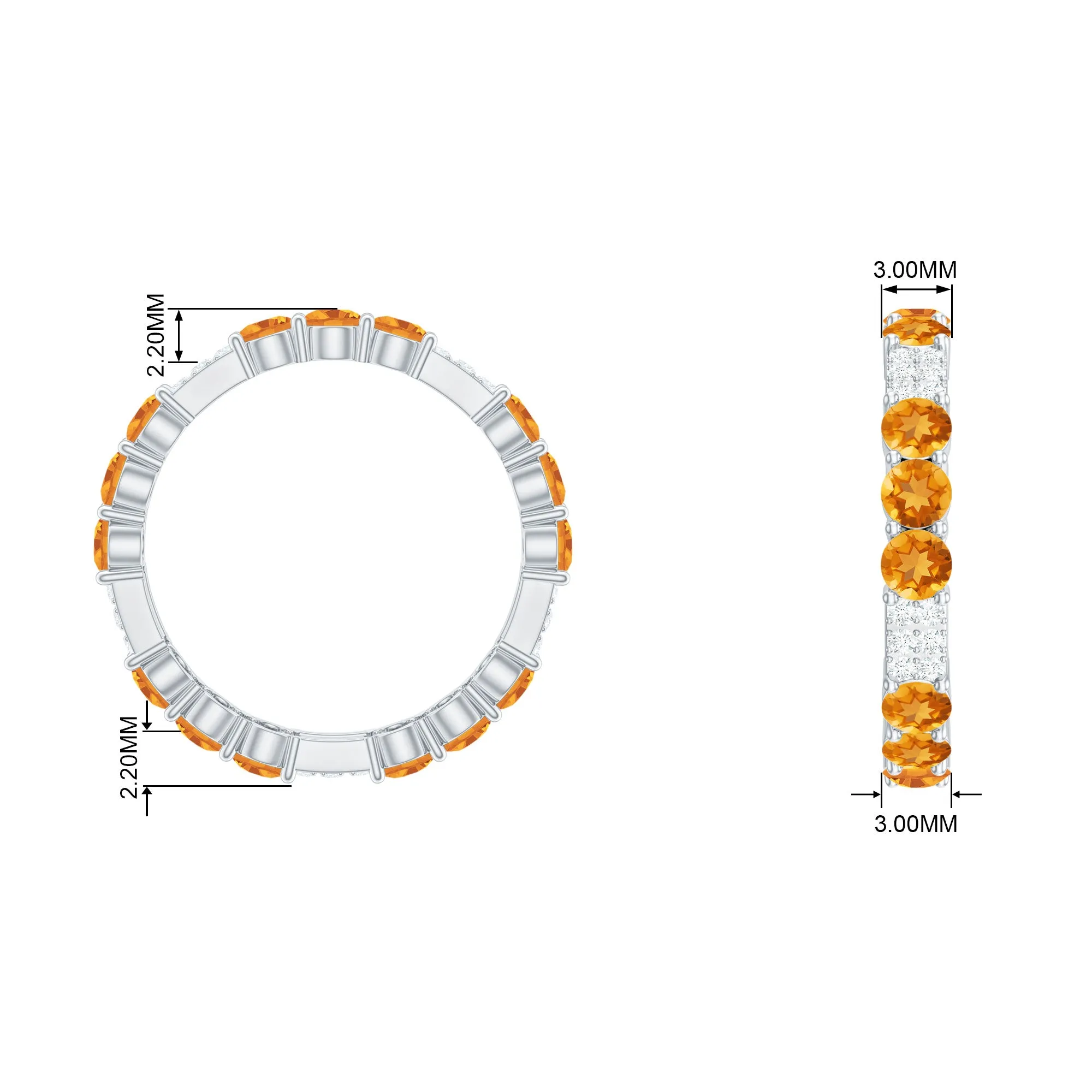 Citrine and Diamond Designer Full Eternity Ring