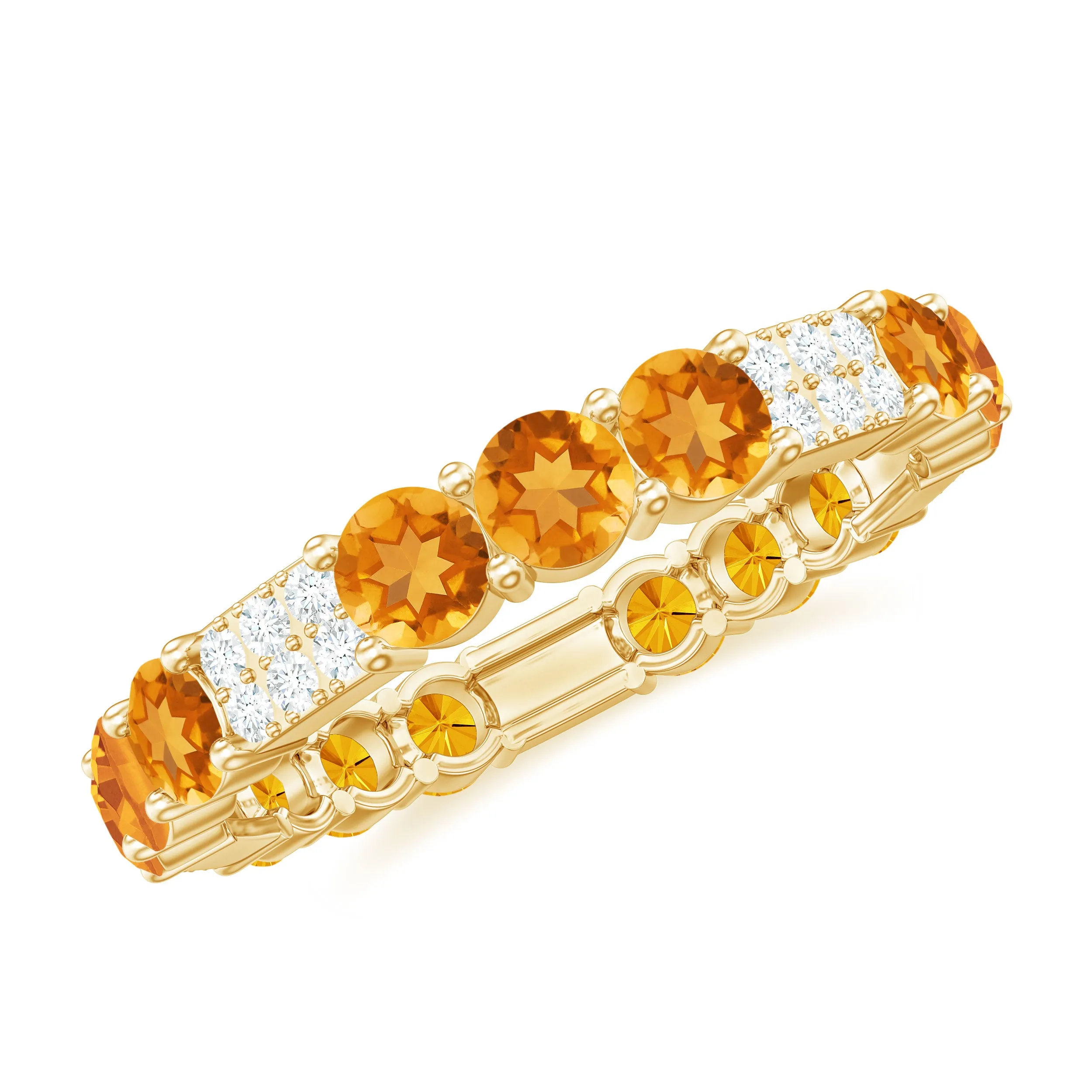 Citrine and Diamond Designer Full Eternity Ring