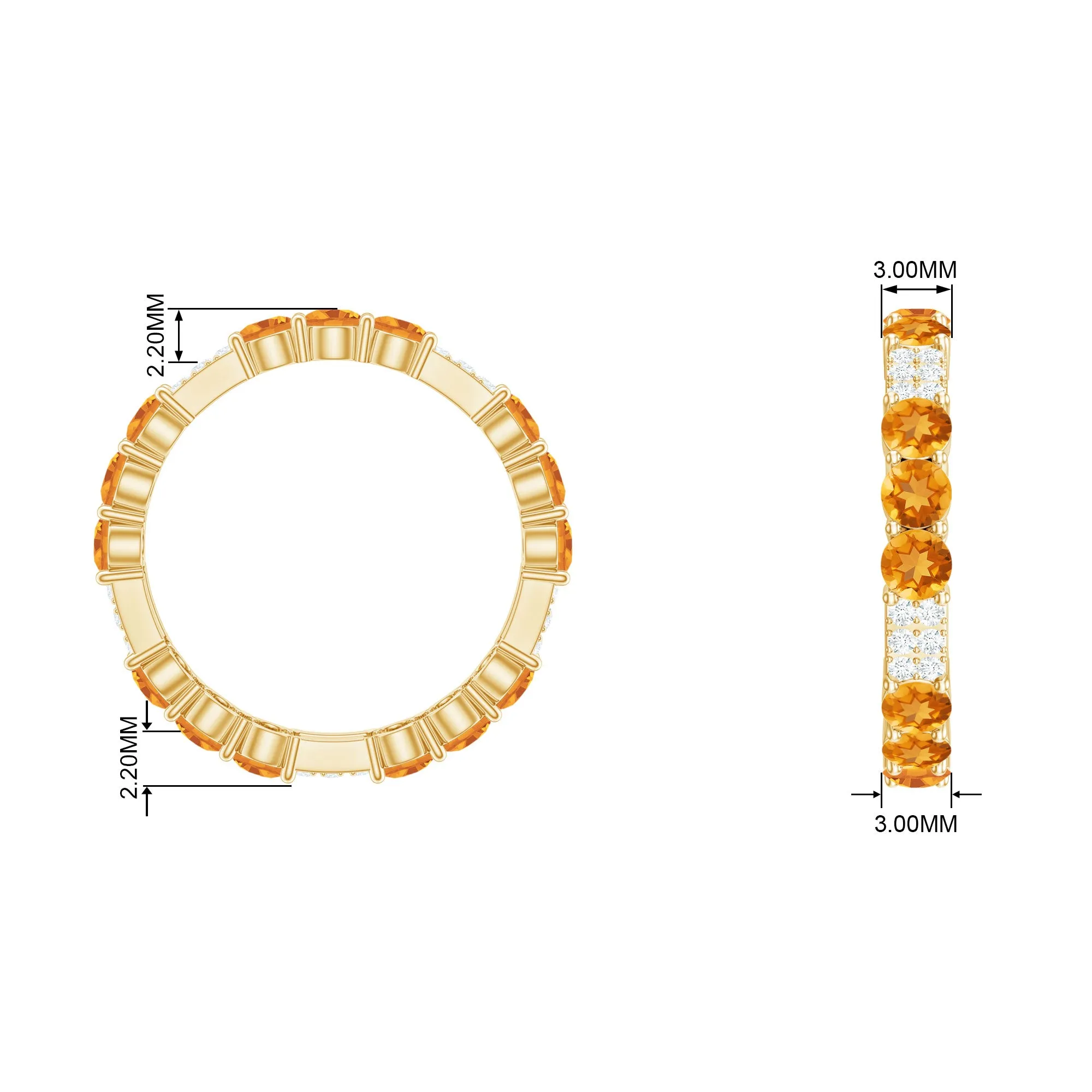 Citrine and Diamond Designer Full Eternity Ring