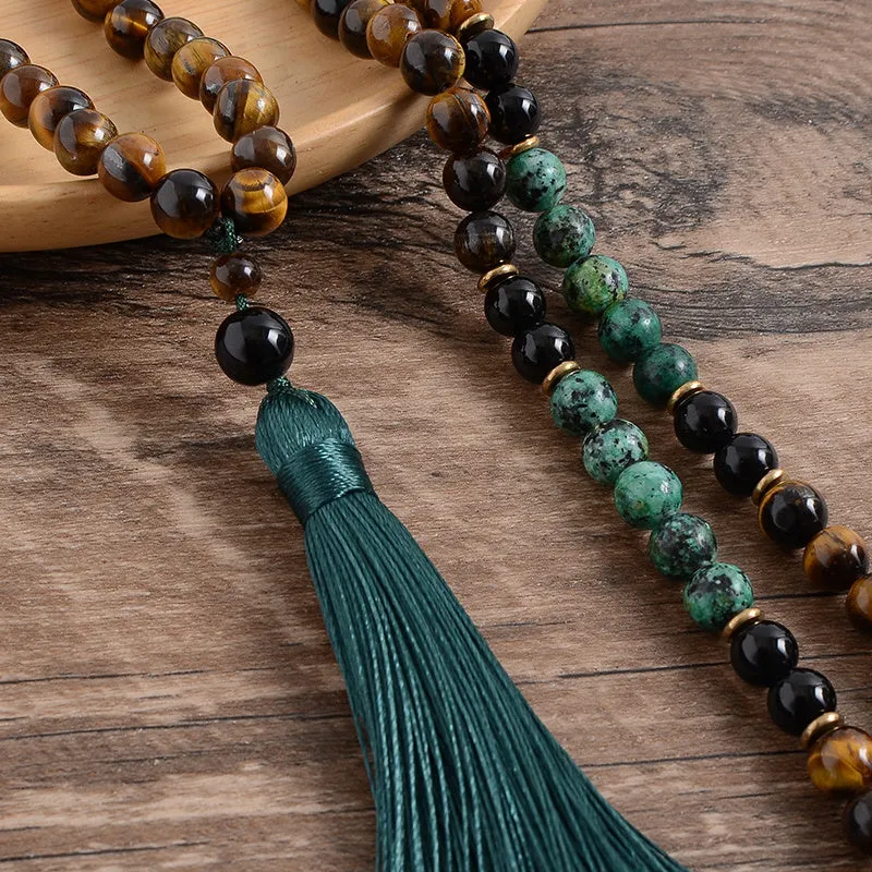 Fashion Turquesa Africana Black Onyx Japamala