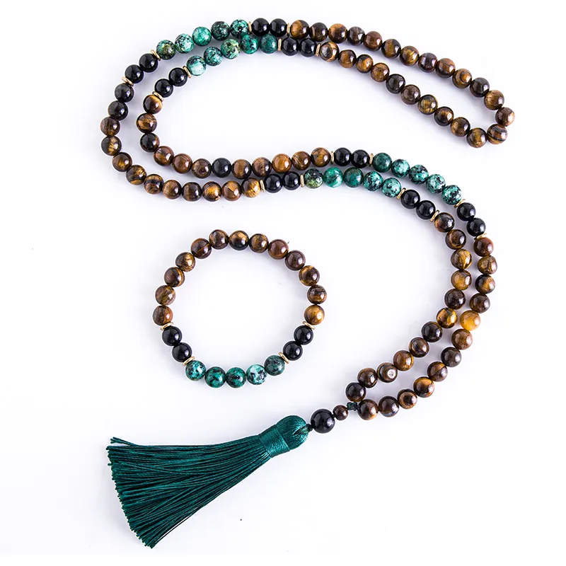 Fashion Turquesa Africana Black Onyx Japamala