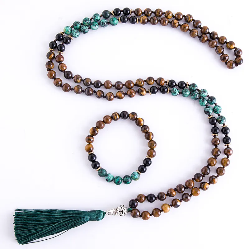 Fashion Turquesa Africana Black Onyx Japamala