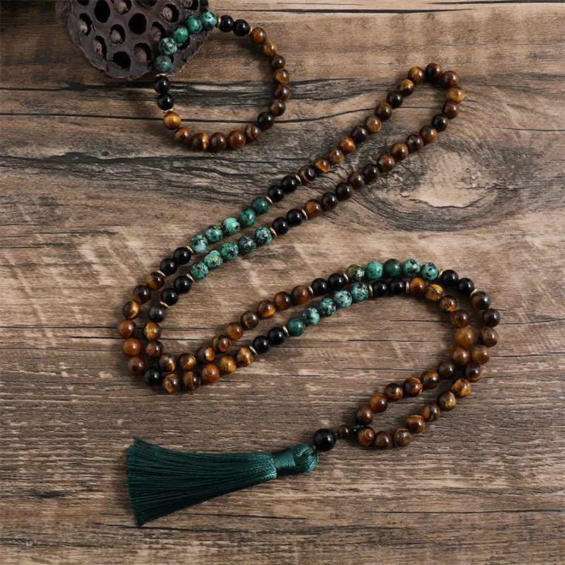 Fashion Turquesa Africana Black Onyx Japamala