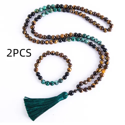 Fashion Turquesa Africana Black Onyx Japamala