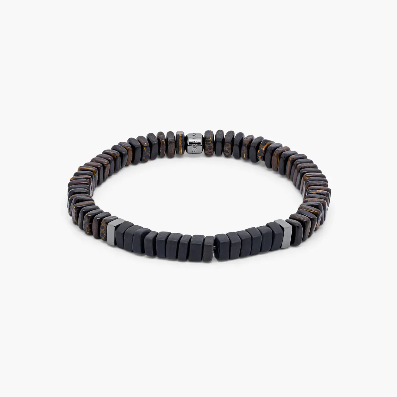 Legno   Black Onyx, Palm and Ebony Wood with Black Rhodium Plated Sterling Silver