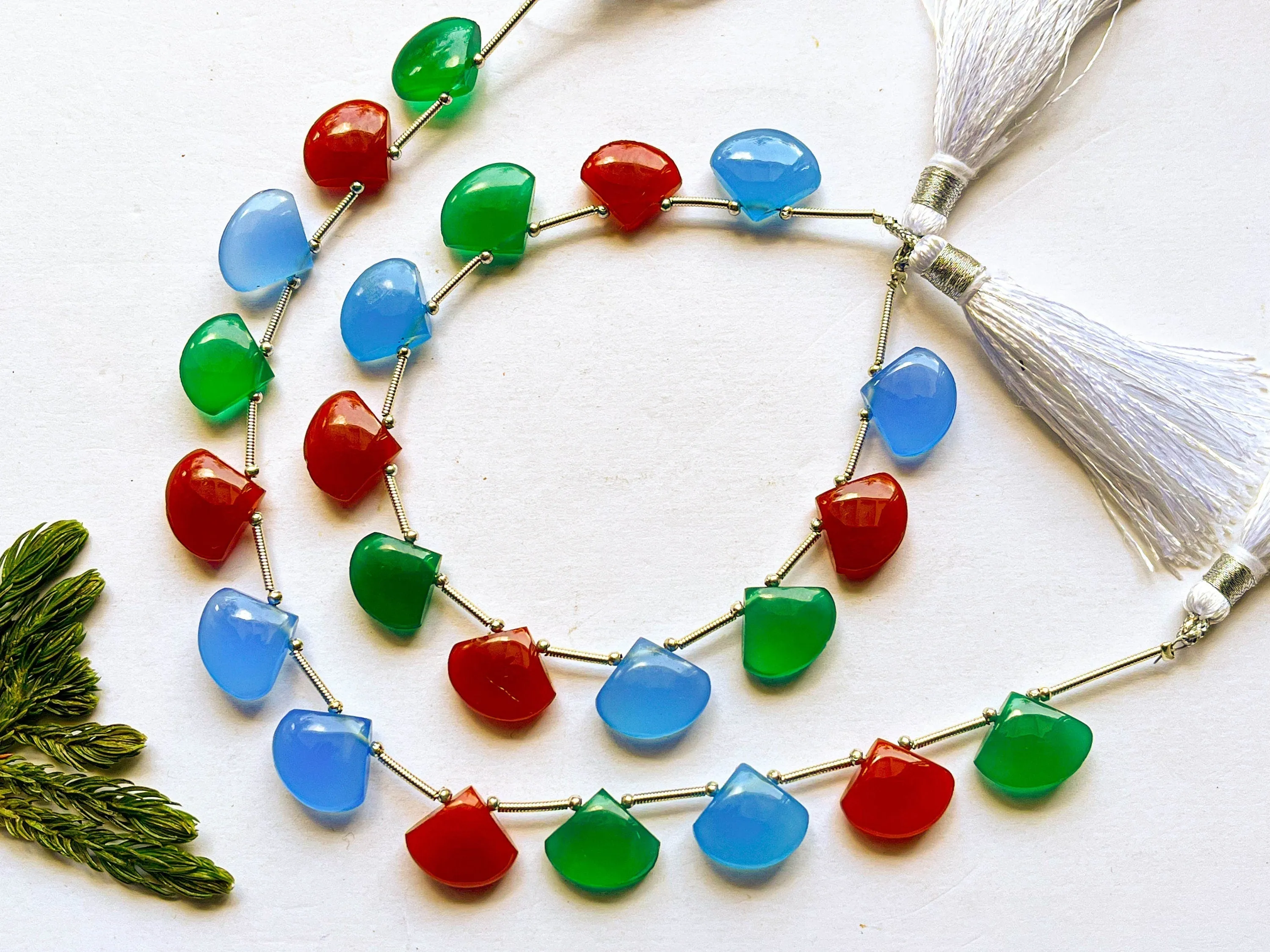 Multi Onyx Fan Shape Smooth Briolette Beads