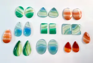 Natural Banded Onyx cabochon pair, Banded Onyx Gemstone