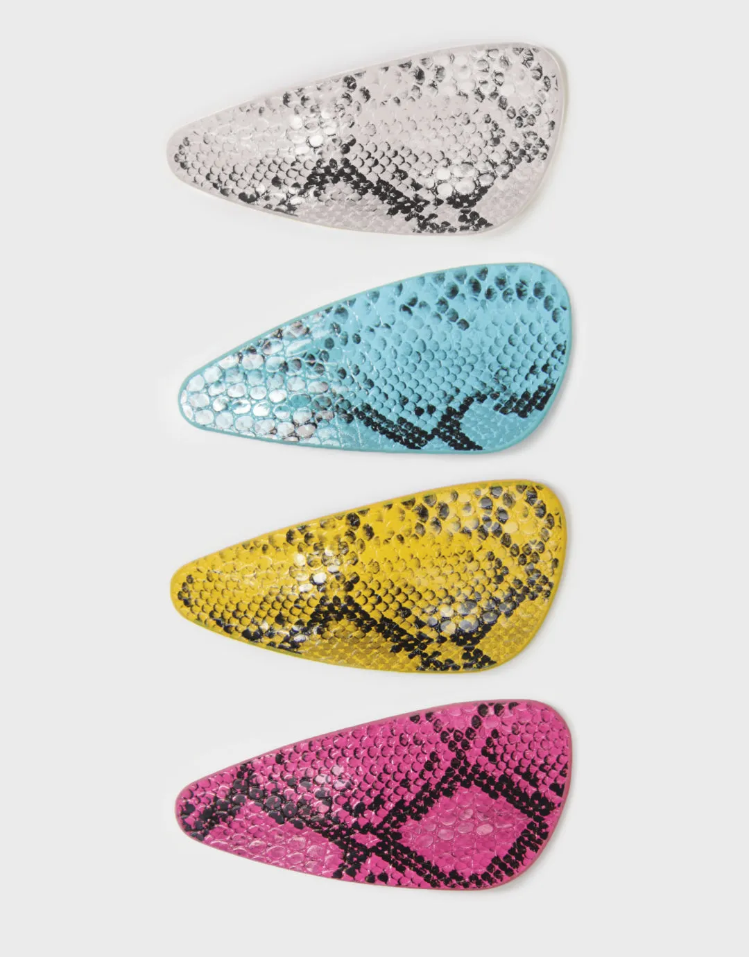 Neon Snakeskin - Faux Leather Snap Barrettes