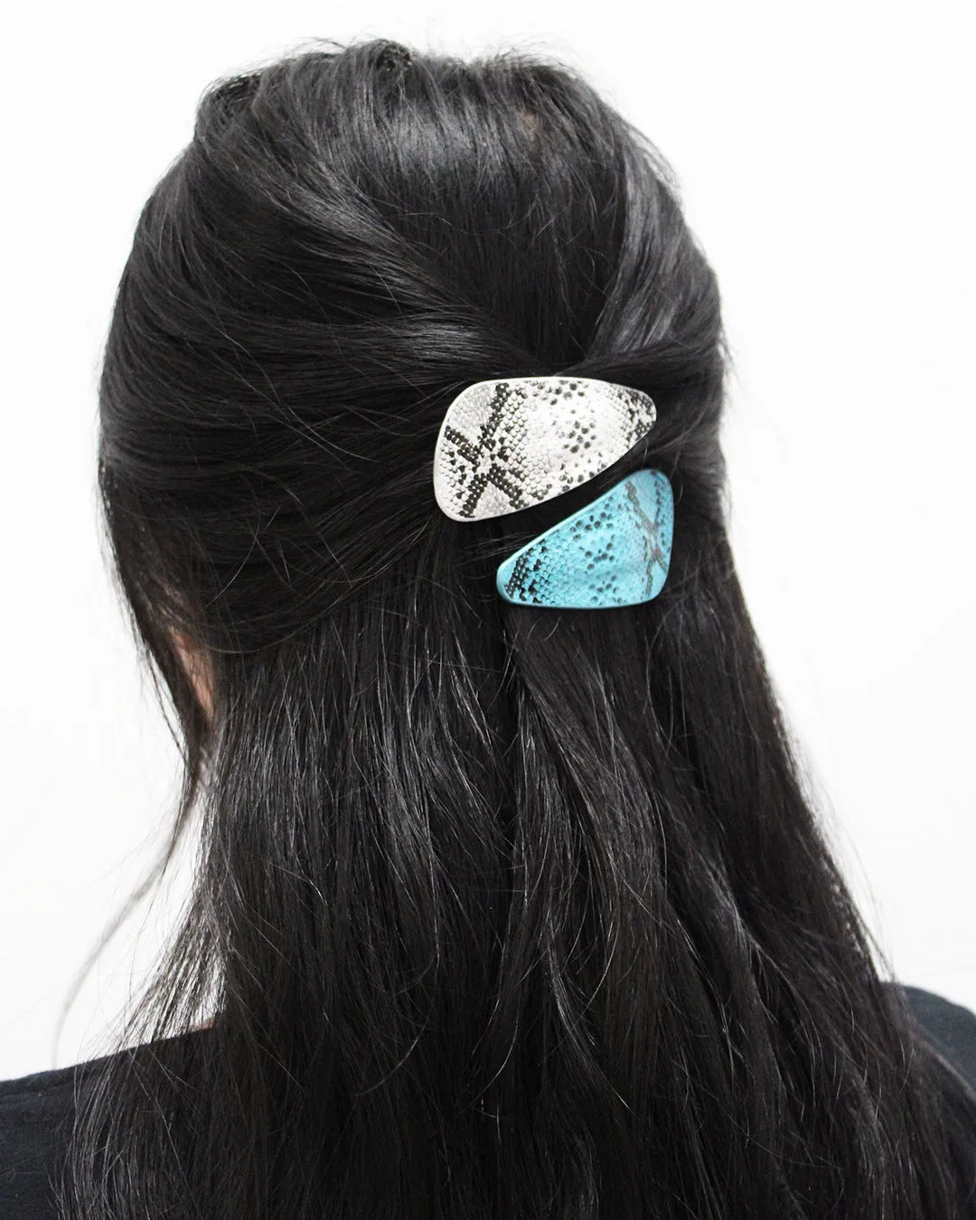 Neon Snakeskin - Faux Leather Snap Barrettes