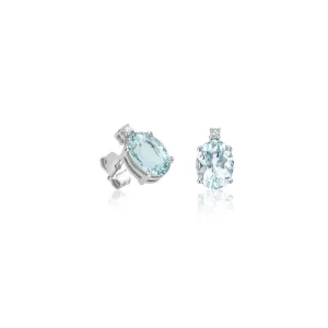Oval Aquamarine Brillant Ohrstecker - 2,20 ct - Weißgold