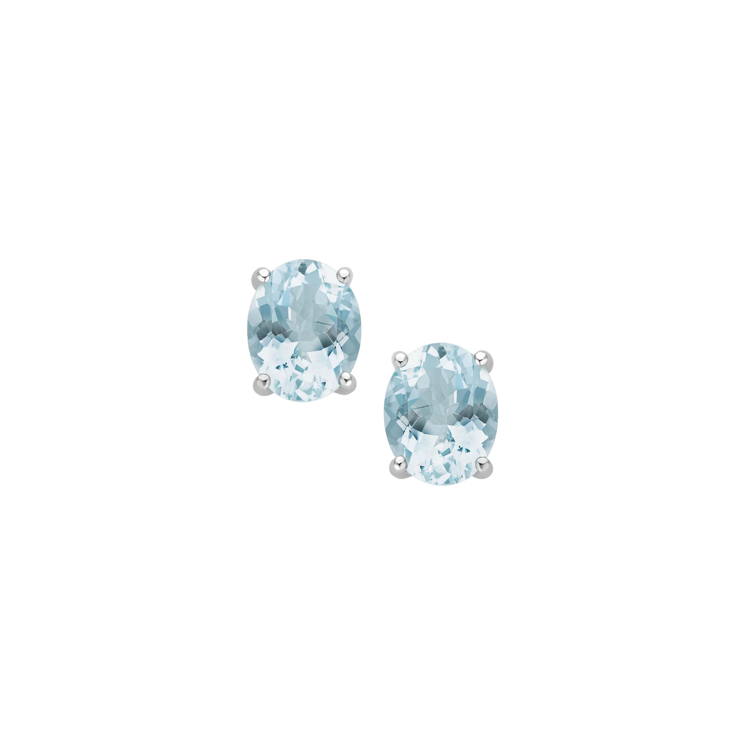 Oval Aquamarine Ohrstecker - 3,40 ct - Weißgold