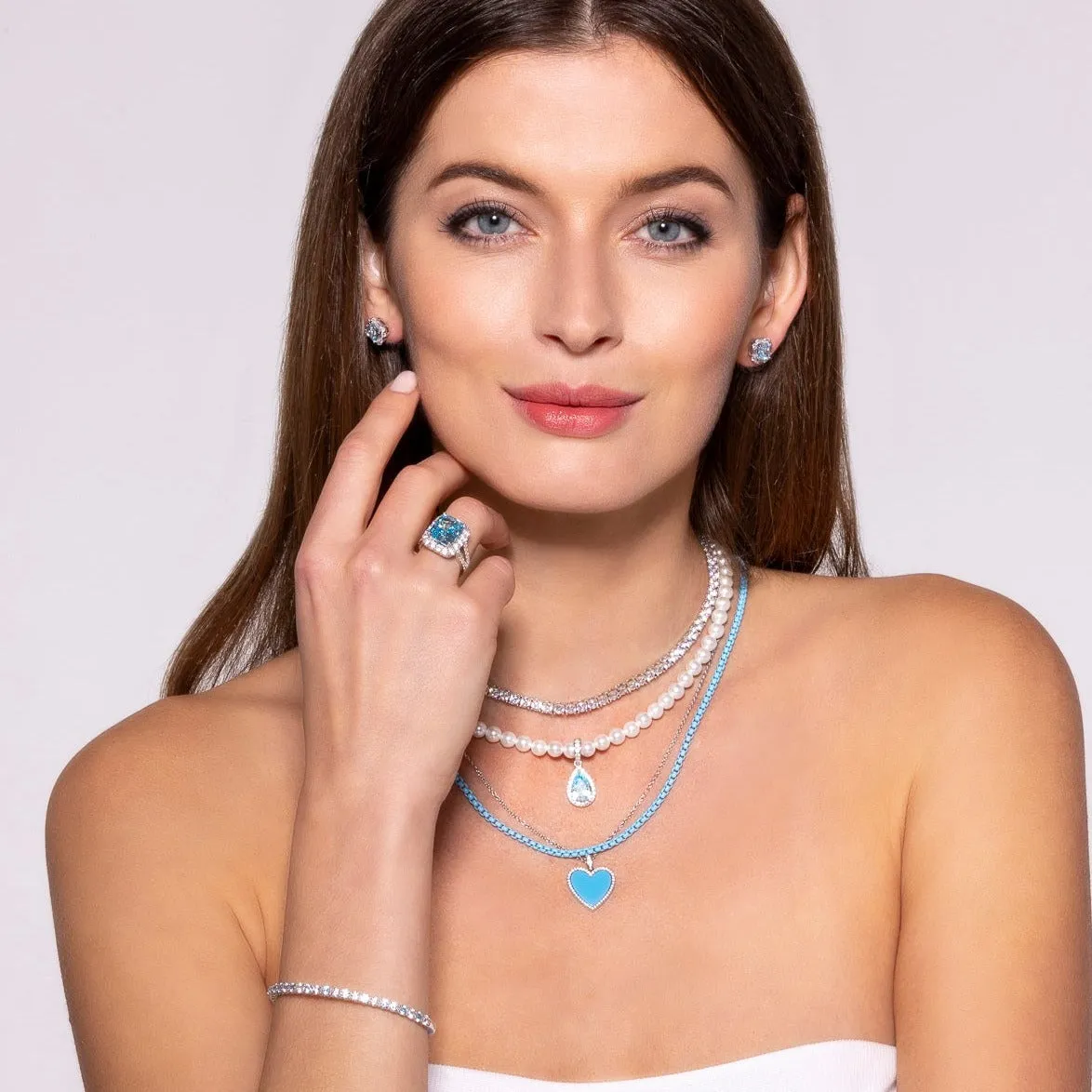 Princess Di Aquamarine Pearl Necklace