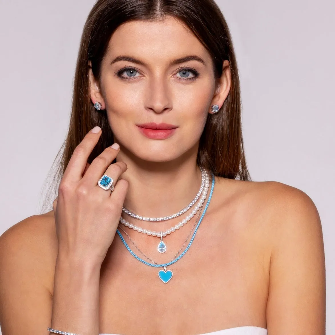 Princess Di Aquamarine Pearl Necklace