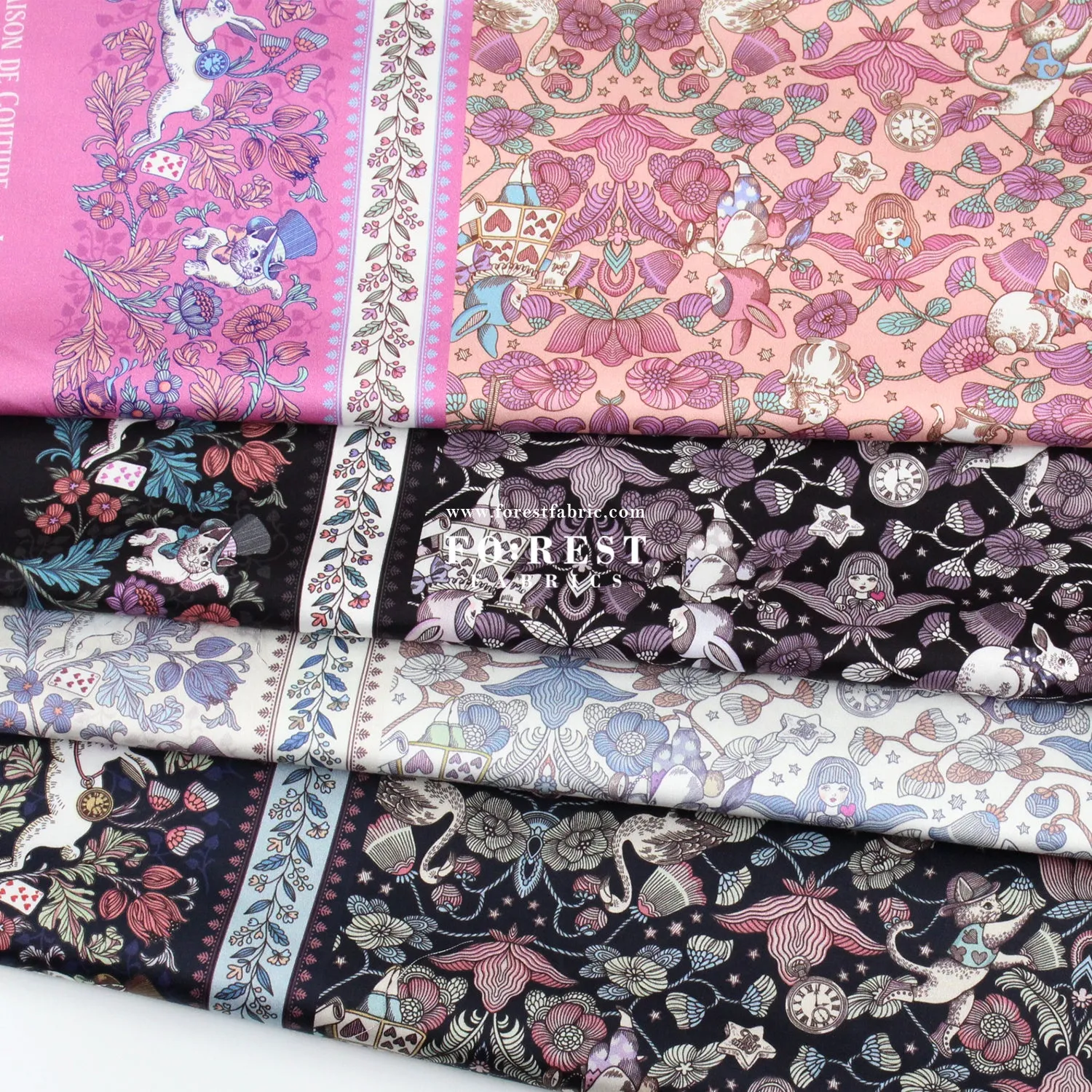 Satin Super Cotton - JoliFleur Poisonberry Thief fabric PINK