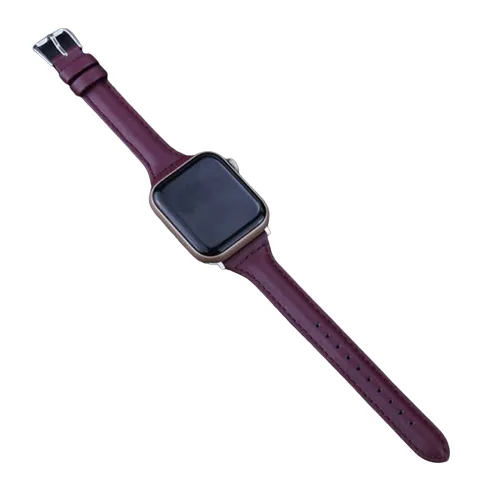 Slim Leather Strap For Apple Watch Band Series 7 6 5 4 Premium Leather Correa Bracelet iWatch 38/40/41mm 42/44/45mm Wristband |Watchbands|