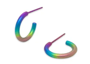 Small Titanium Rainbow Hoop Earrings