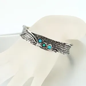 Sterling Silver Bracelet with Natural Turquoise – "Nets" Collection