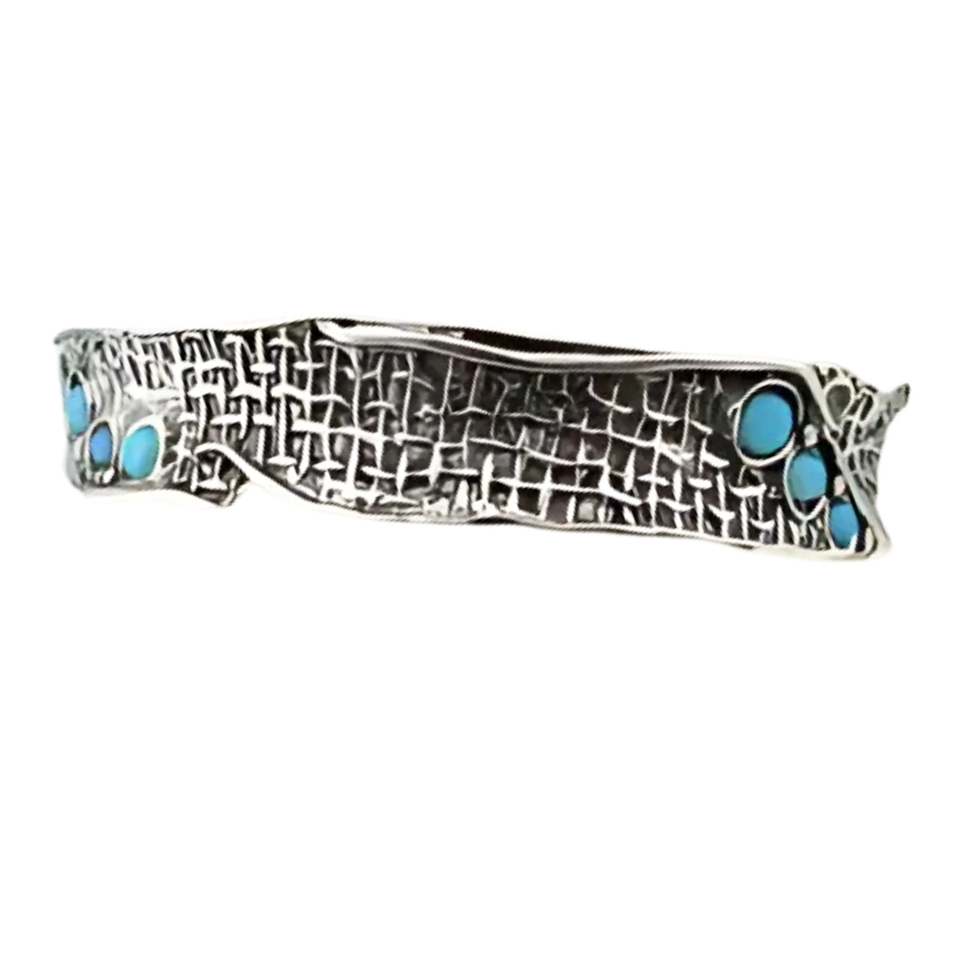 Sterling Silver Bracelet with Natural Turquoise – "Nets" Collection