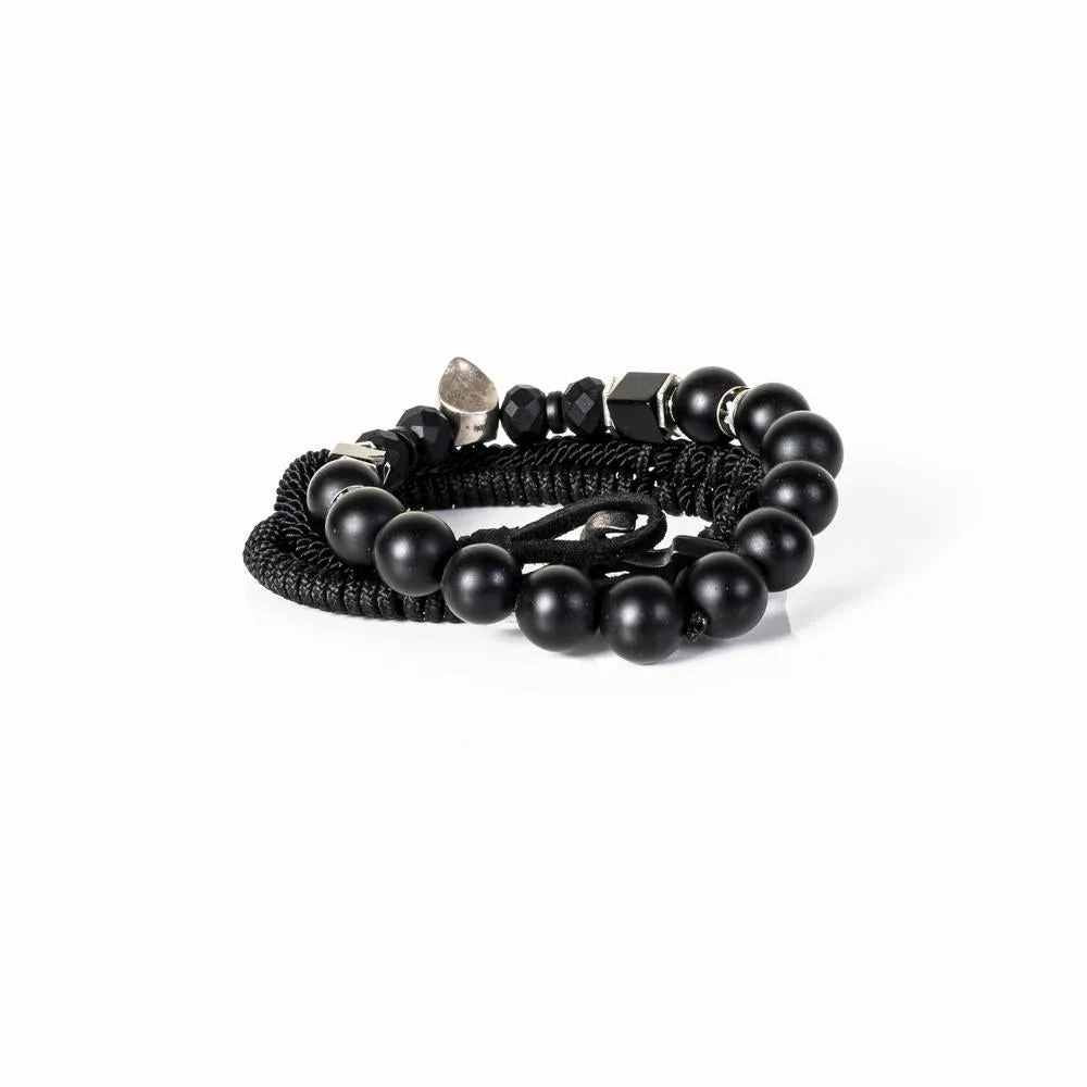 The Beaded Black Bracelet Set