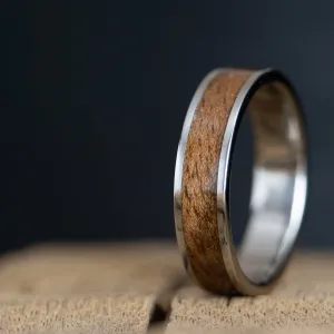 Titanium ring with Walnut inlay